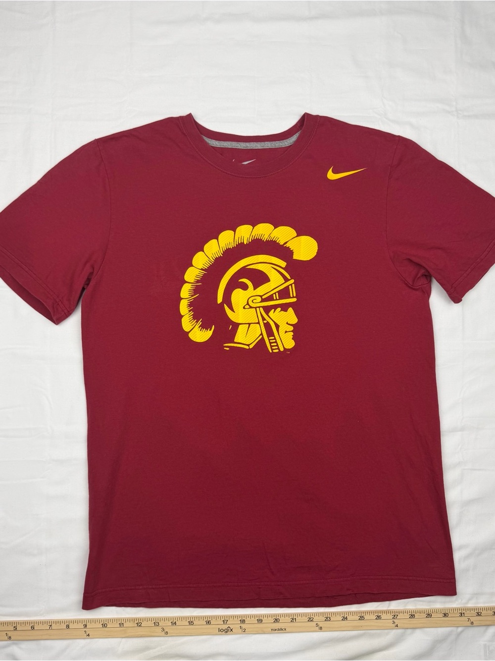 Nike Men’s Cardinal Trojan Graphic T-Shirt - Yellow Logo